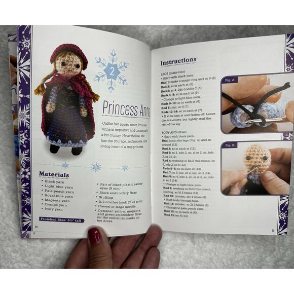 Disney Frozen Crochet Book Crafts Elsa Anna Olaf Sven Total 12 Movie Characters - Picture 6 of 7